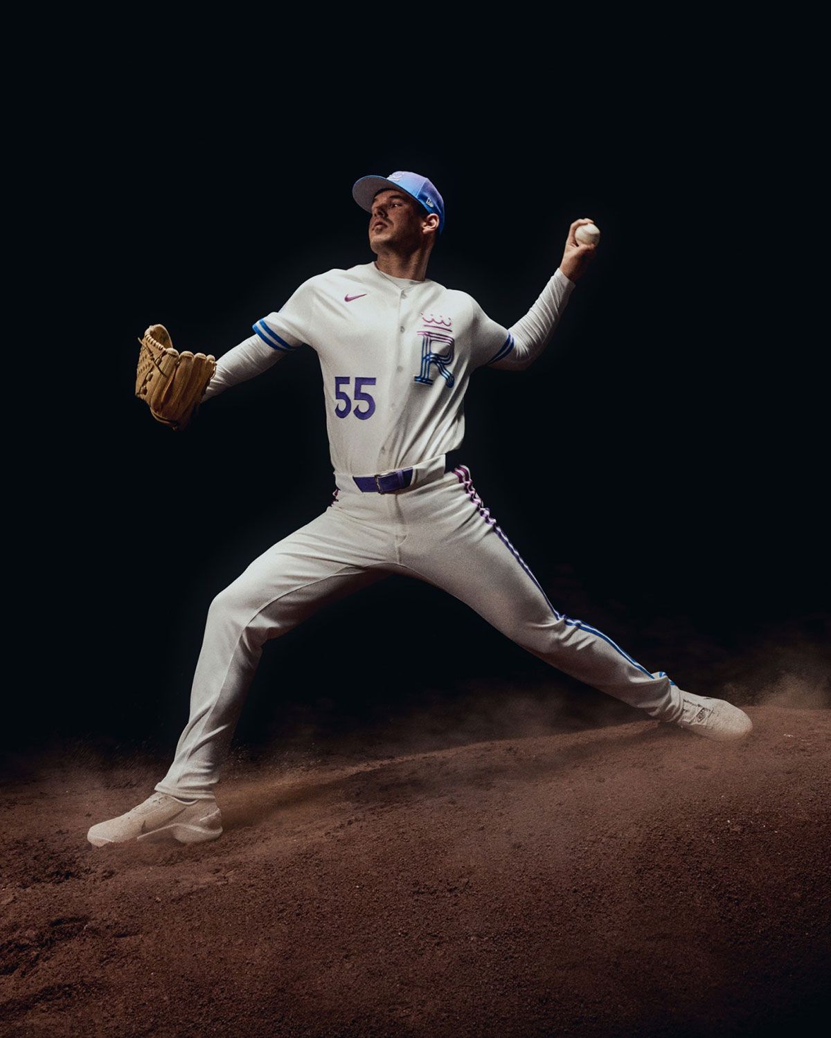 Nike Air Max 1 Kansas City Royals City Connect colorway with ombre sunset split midsole design