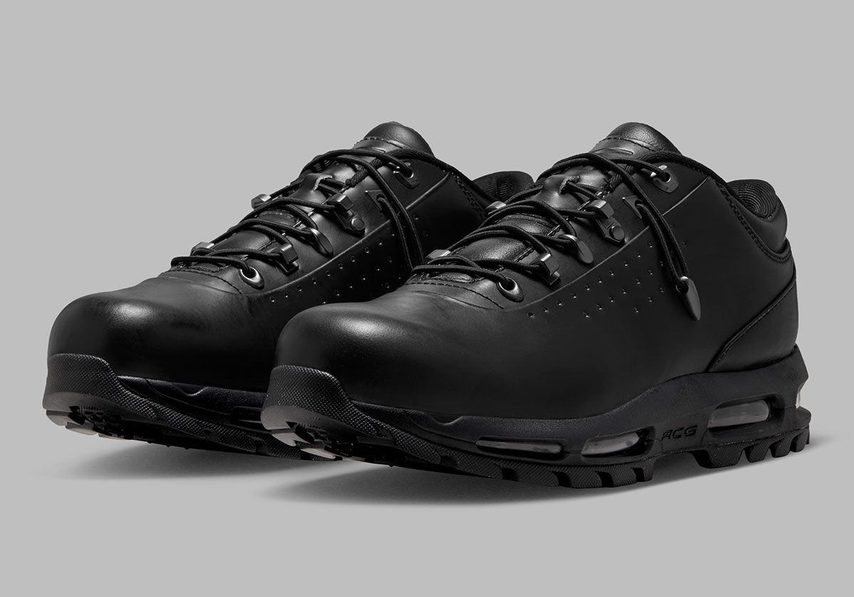 Nike Air Max Goadome Low in all-black leather with midfoot eye-stay detail