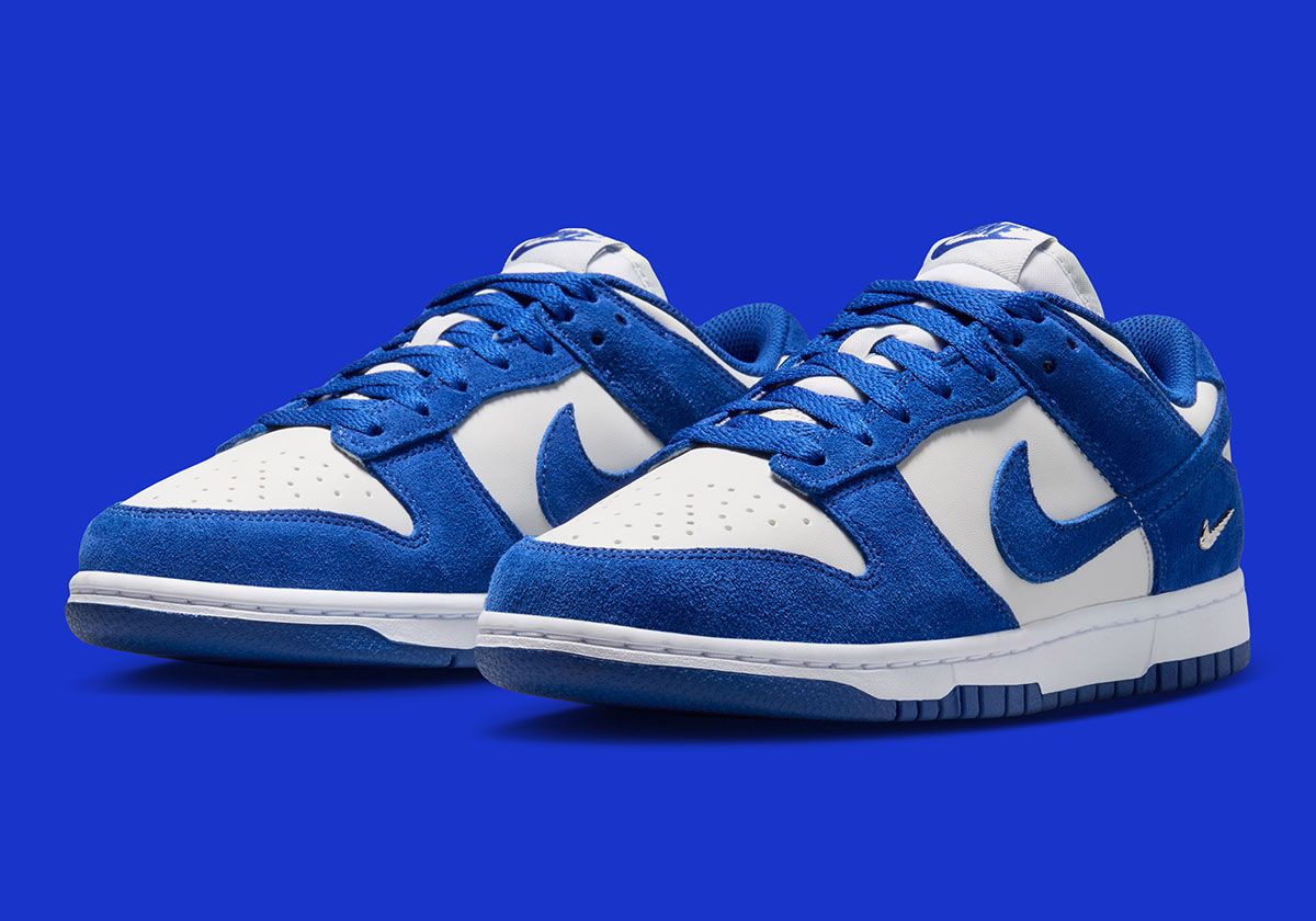 Nike Dunk Low 'Old Royal' featuring suede upper and silver mini Swoosh detail