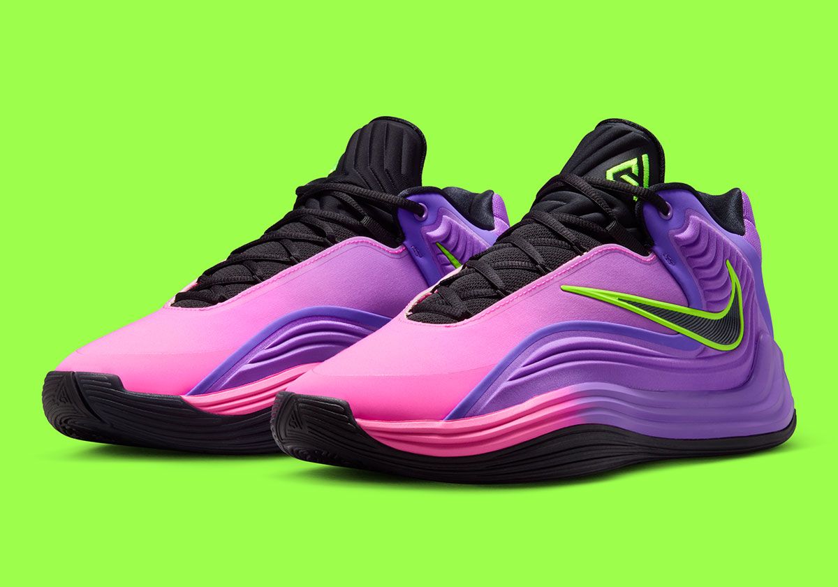 Nike Giannis Freak 7 'Fade' sneaker in lavender, lilac, and neon green colorway