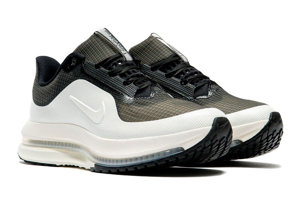 Nike Pegasus Premium SP with protective mudguard overlay in black and white colorway