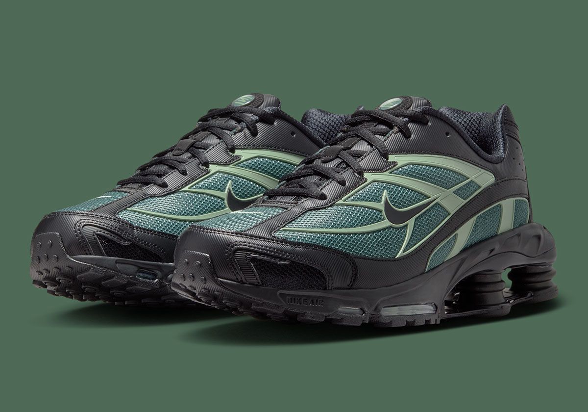 Nike Shox Ride 2 in Mineral Slate with Steam green TPU overlays and textured black leather
