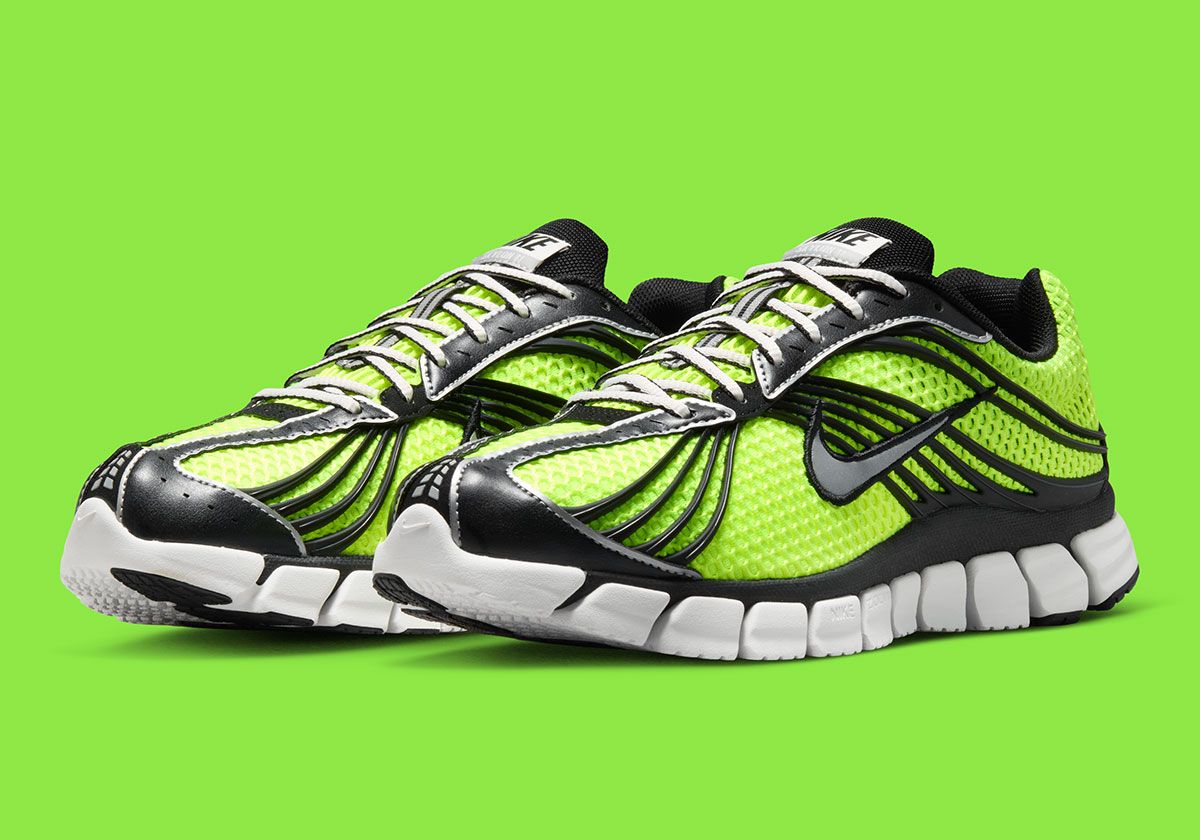 Nike Zoom Skylon 11 in Volt colorway, featuring neon yellow mesh upper with dark overlays and minimal design