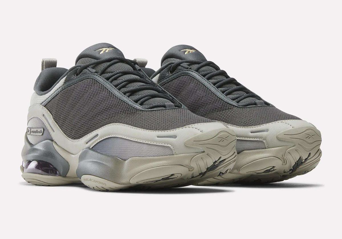 Reebok DMX Series 3000 in greyscale with Dream Purple DMX bladders, side view