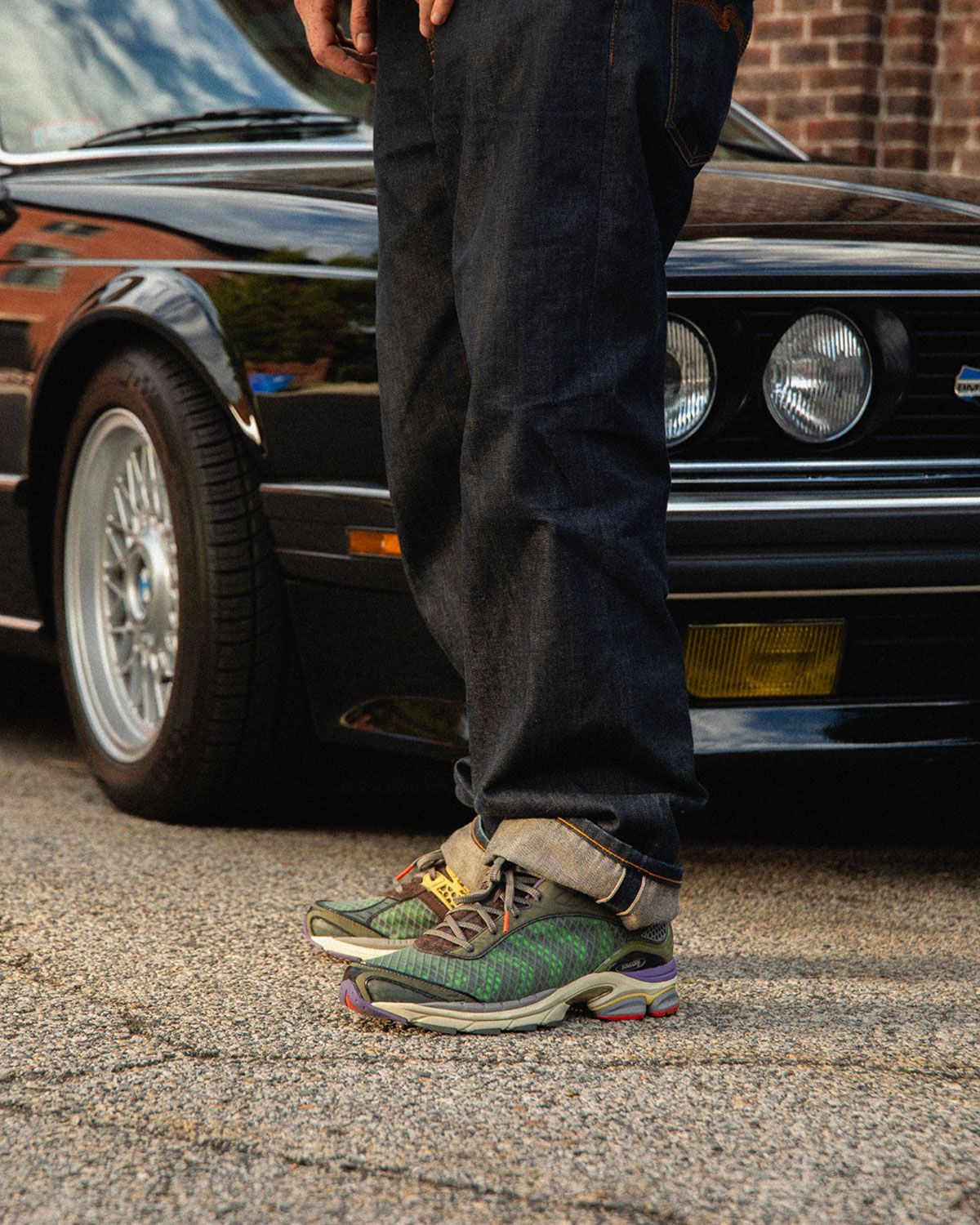 A-Feeling x Saucony ProGrid Paramount in earthy multi-color colorway with vibrant trim and open mesh medial construction