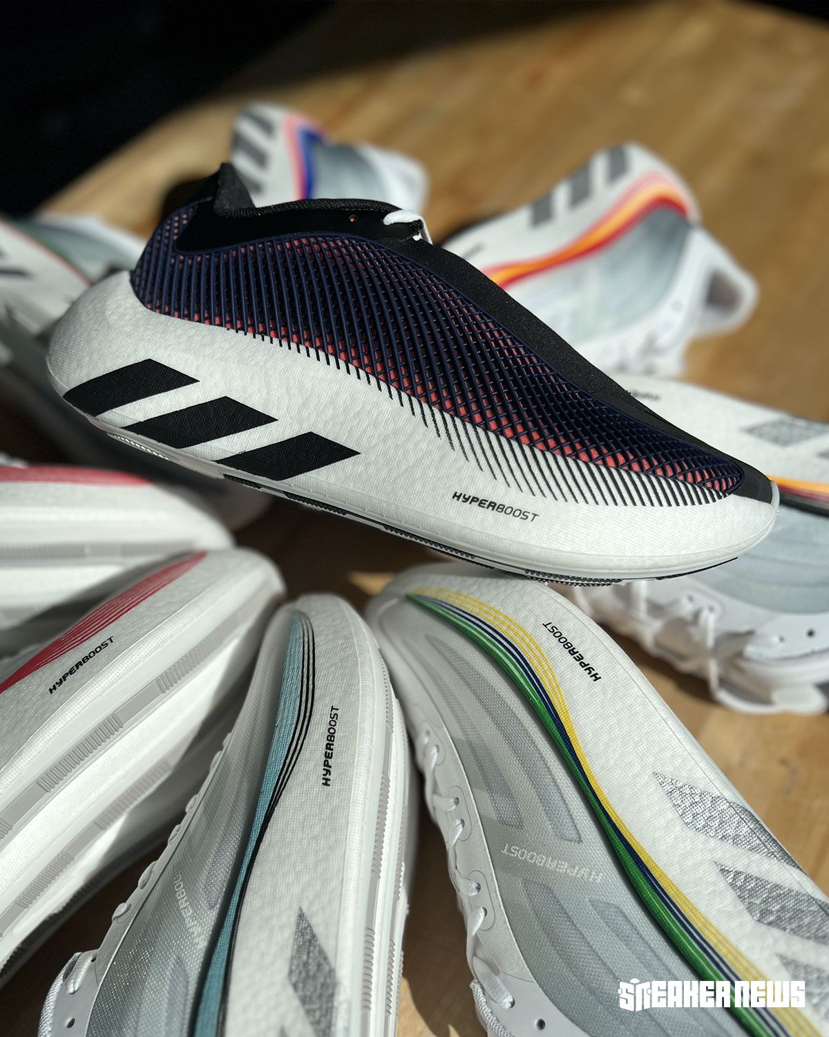 adidas Hyperboost Euphoria Federation Customs in white and silver with flag graphics and custom insoles