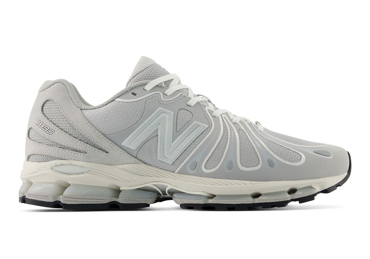 New Balance 1890 in off-white and grey colorway with detailed upper view