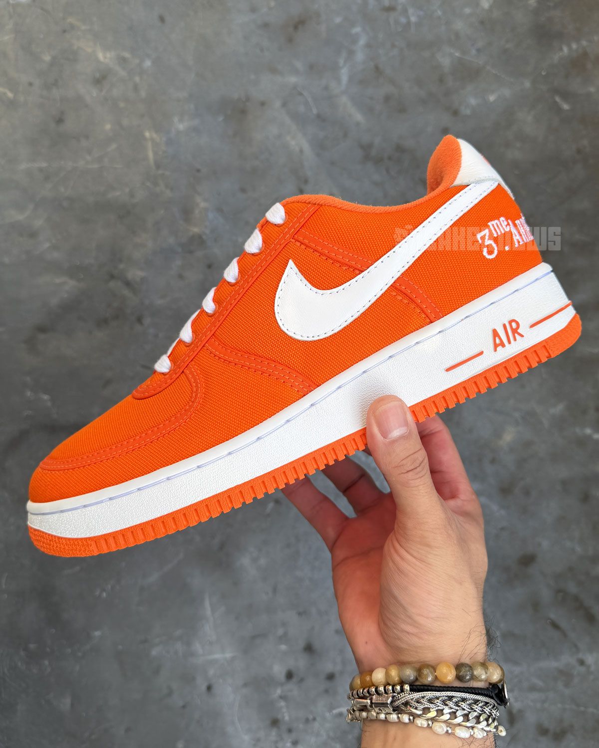 Nike Air Force 1 Canvas in burnt orange with white Swoosh, created as Friends & Family exclusive for Paris Fashion Week SS27