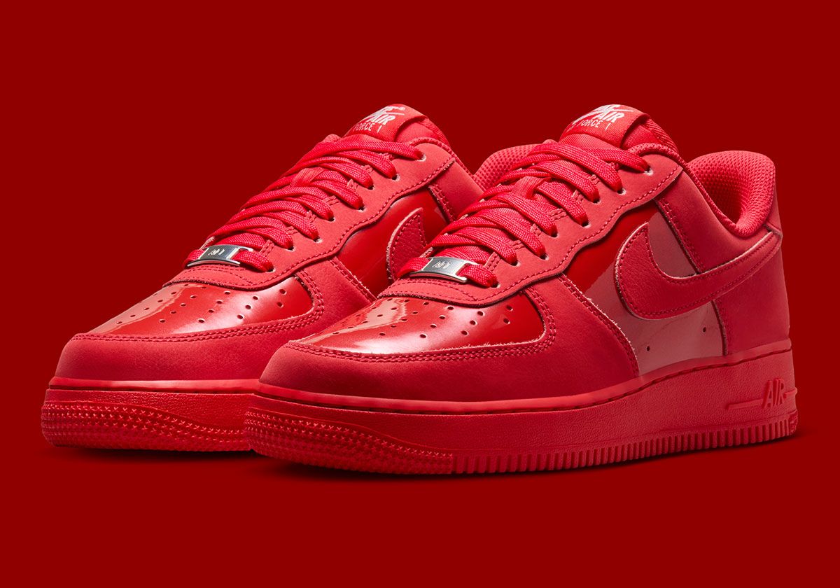 Nike Air Force 1 Low in patent leather and suede with monochrome colorway detail