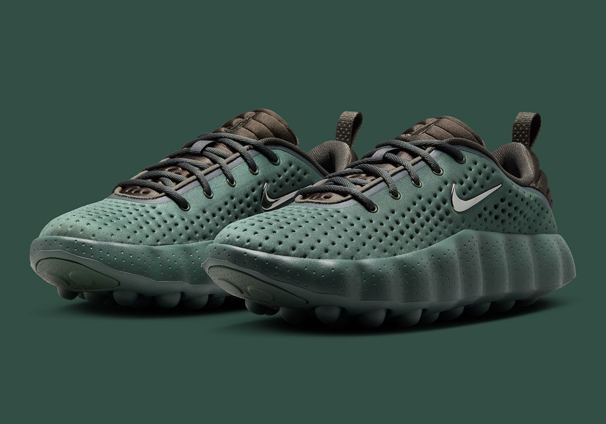 Nike Mind 002 Camo Green featuring tonal green upper with Newsprint and Phantom accents on collar and heel