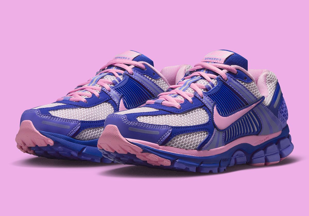 Nike Zoom Vomero 5 in Old Royal blue and Bleached Lilac colorway, women's running shoe