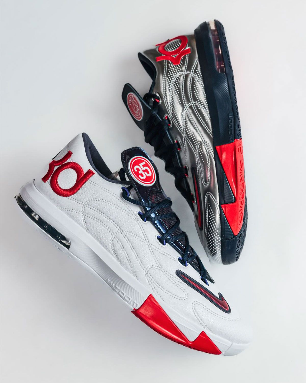 Paris Saint-Germain x Nike KD 6 in white, navy, and red colorway with stitched football boot detailing