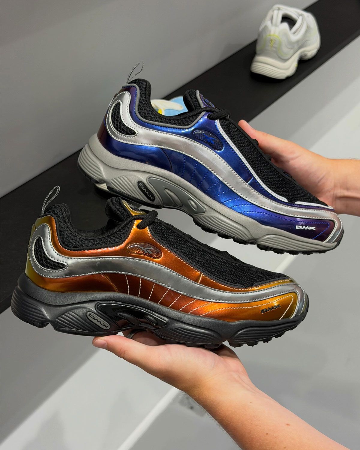 Reebok LTD Spring/Summer 2027 collection featuring DMX Daytona and Premier LTD silhouettes in metallic and experimental colorways