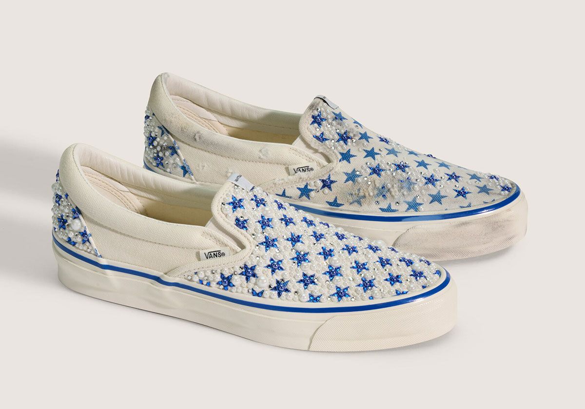 Vans Slip-On in beaded red and blue star detail from Mattias Gollin Paris Fashion Week collaboration