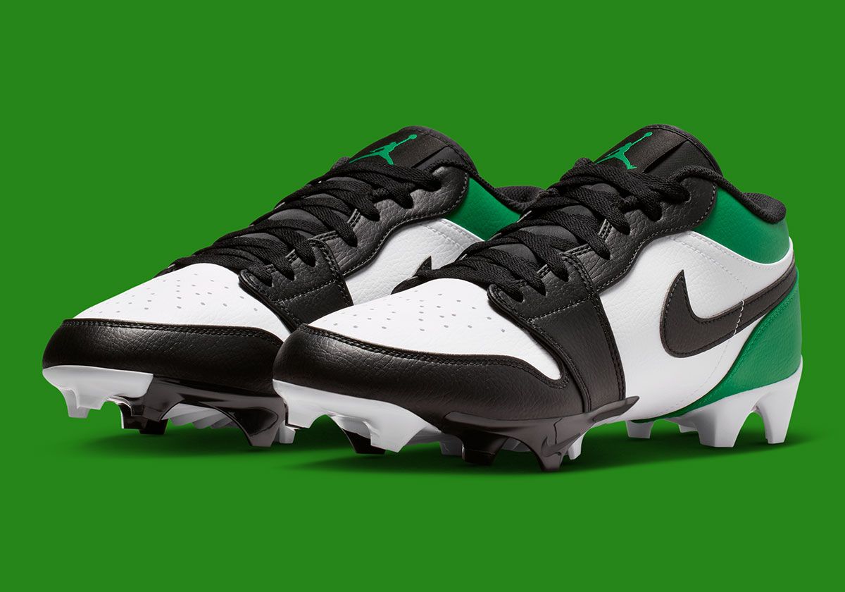 Air Jordan 1 TD in Lucky Green colorway showing Low and Mid silhouettes with black toe and green heel collar detail