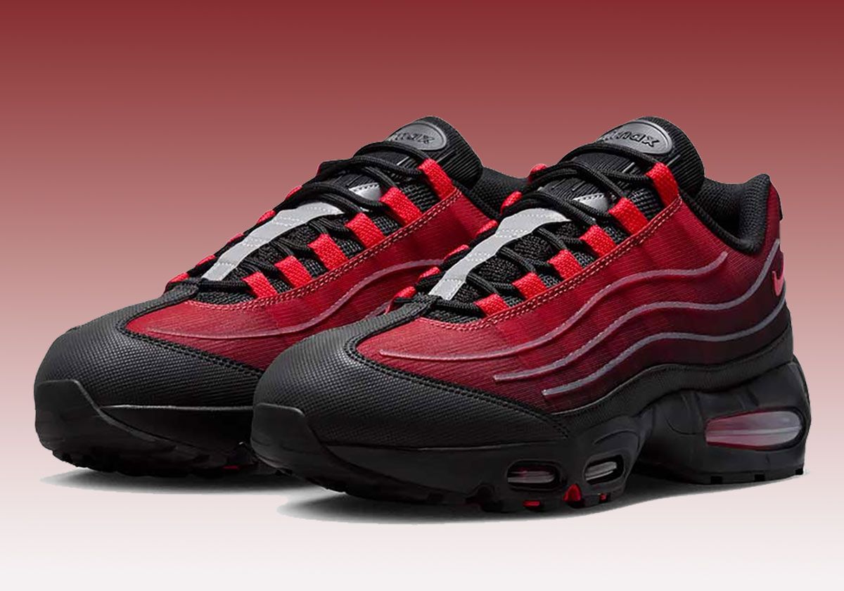 Nike Air Max 95 Tech in Tough Red colorway with moody Bred-inspired ombre palette