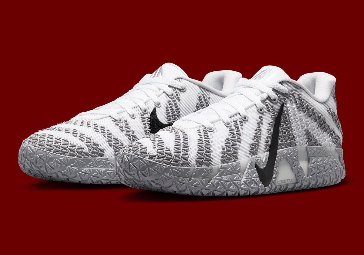 Nike Ja 3 'Wolf Grey' featuring wolf grey midsole, white mesh upper, and black Swoosh detail
