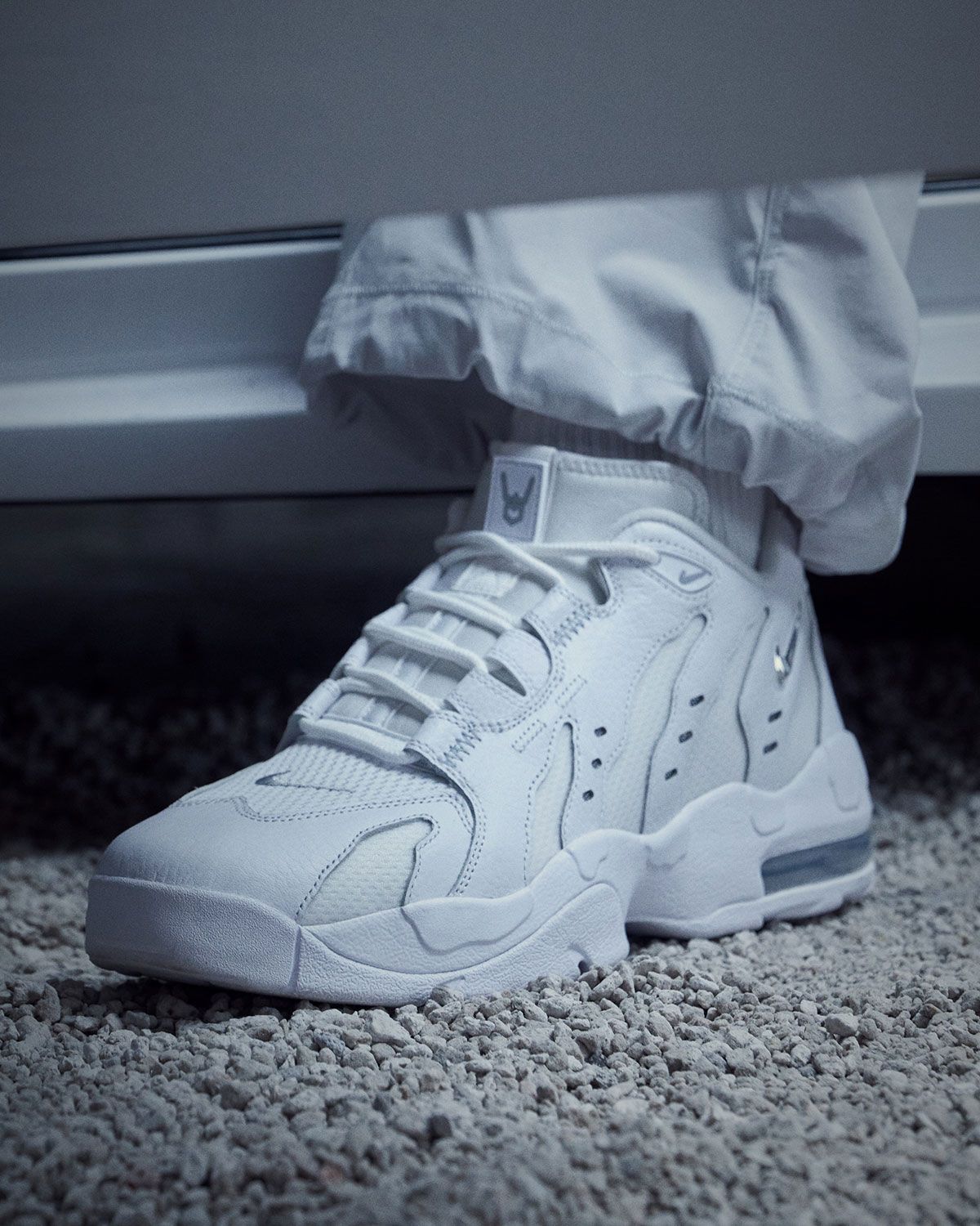 Nike Air DT Max '96 Low in White/Metallic Silver, featured in Shedeur Sanders campaign with custom Lamborghini