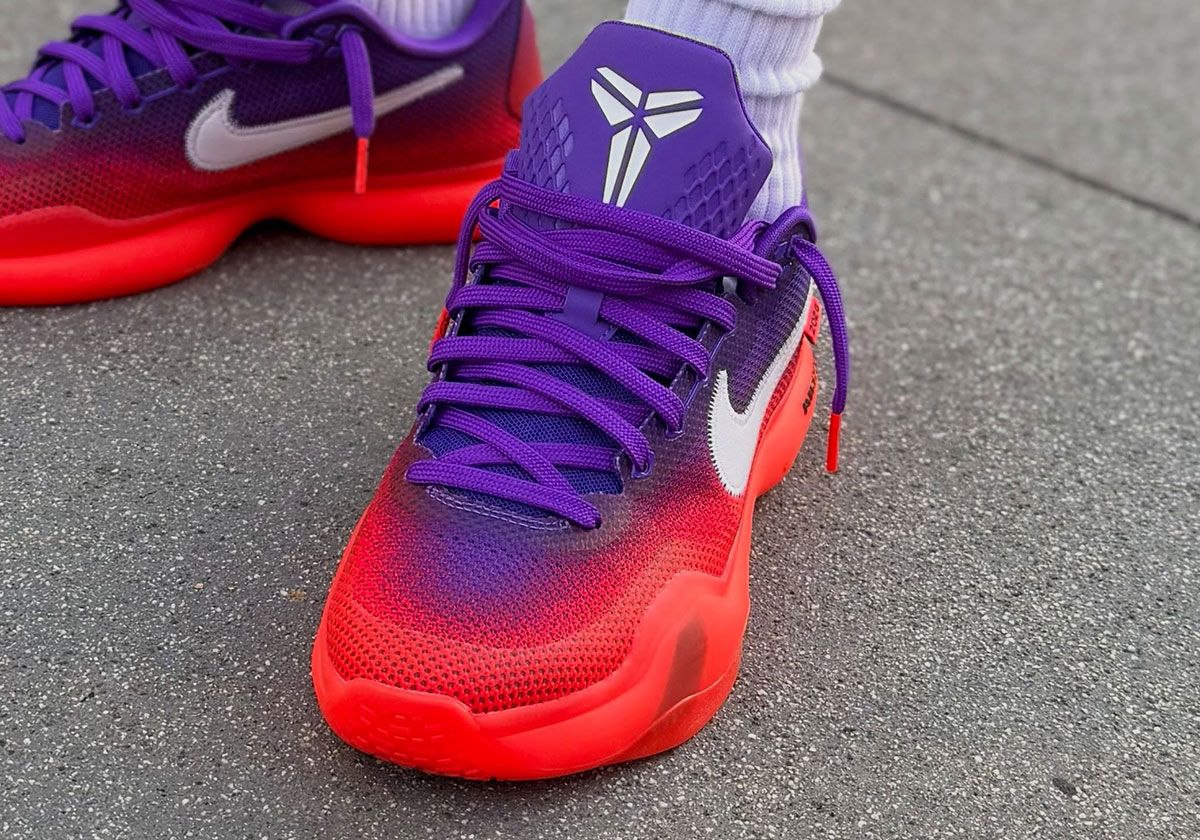 Nike Kobe 10 Protro PE in crimson and purple gradient with white Sheath and LA logos