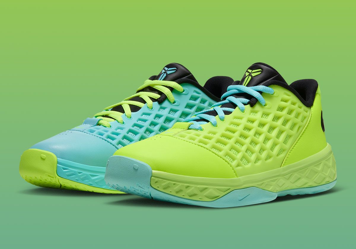 Nike Kobe 3 Low Protro in mismatched aquamarine and volt green, Grade School exclusive