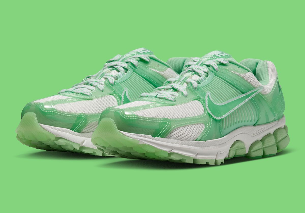 Nike Vomero 5 and P-6000 Jelly Pack with translucent TPU uppers in complementary green and pink colorways