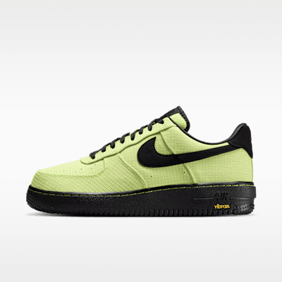 Nike Air Force 1 '07 LX Vibram in Volt/Black/Speed Yellow with Vibram outsole, lateral view