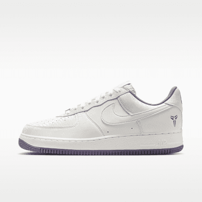 Nike Kobe Air Force 1 Low in Summit White/Daybreak, side profile showcasing leather upper and classic Air Force 1 silhouette