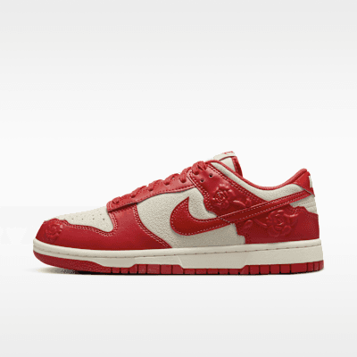 Nike Dunk Low Women's in Coconut Milk, Pale Ivory, Black, and University Red colorway