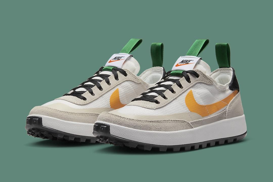 Tom Sachs x NikeCraft General Purpose Shoe in Bricolage colorway with yellow accent detail