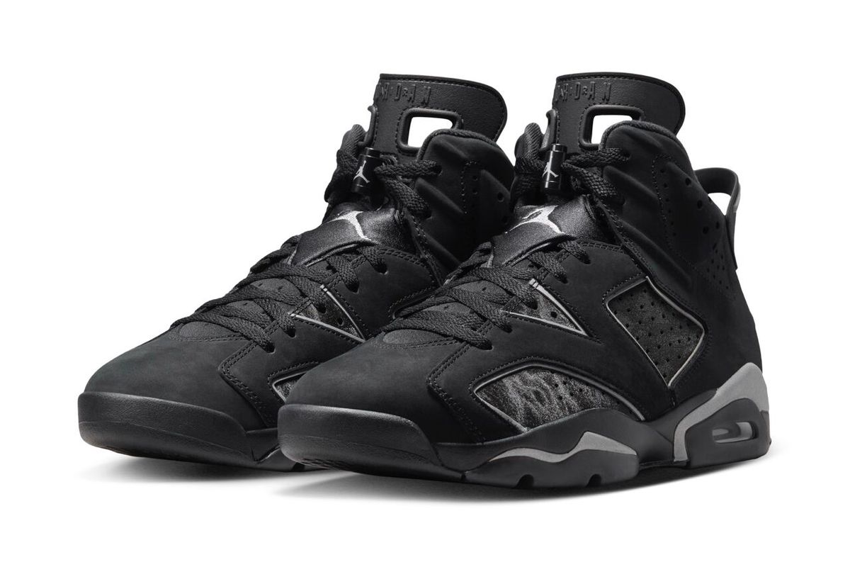 Air Jordan 6 'Cap & Gown' in neutral colorway, showing lateral view with wing logo and ankle collar detail