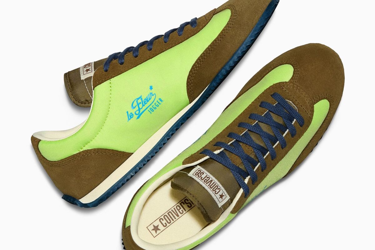 GOLF le FLEUR x Converse 1908 Jogger in Green Glow colorway, side profile view showing silhouette and color execution