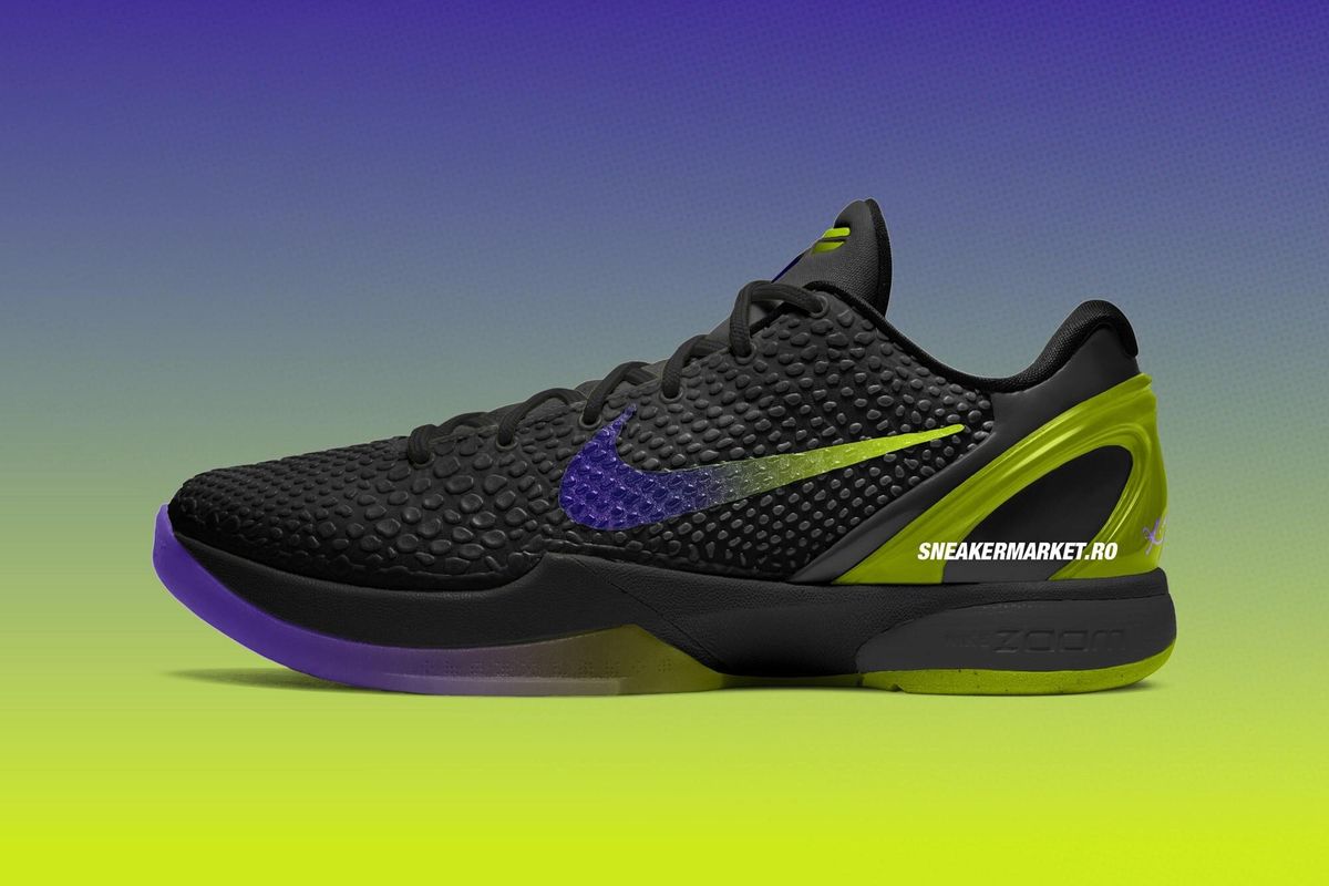 Nike Kobe 6 Protro Coal colorway, showing full lateral profile and heel detailing
