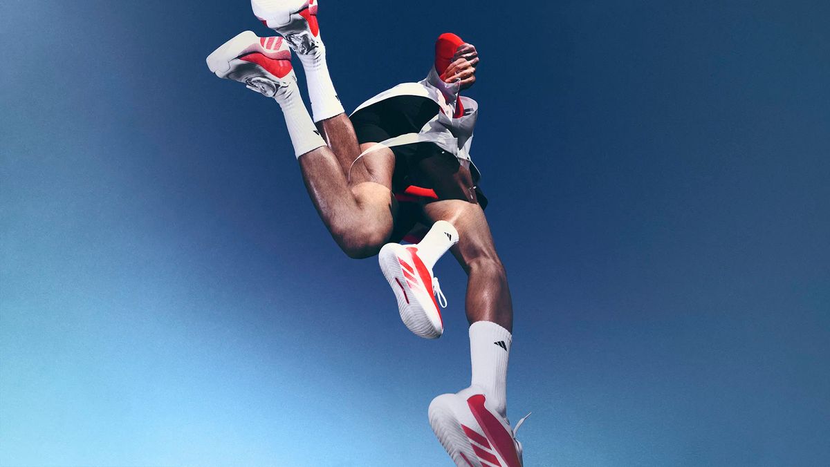 adidas Hyperboost Edge running shoe in neutral colorway showing cushioned midsole and minimalist upper design