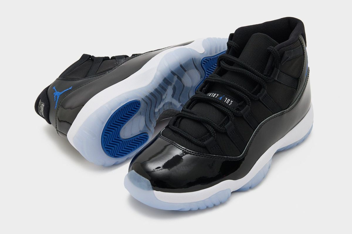 Air Jordan 11 Space Jam in Black, Concord, and White colorway, releasing December 12, 2026