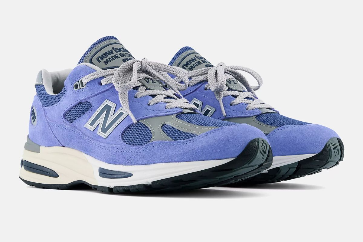 New Balance 991V2 Made in UK sneaker in Summer Brights colorway, lateral and medial side views