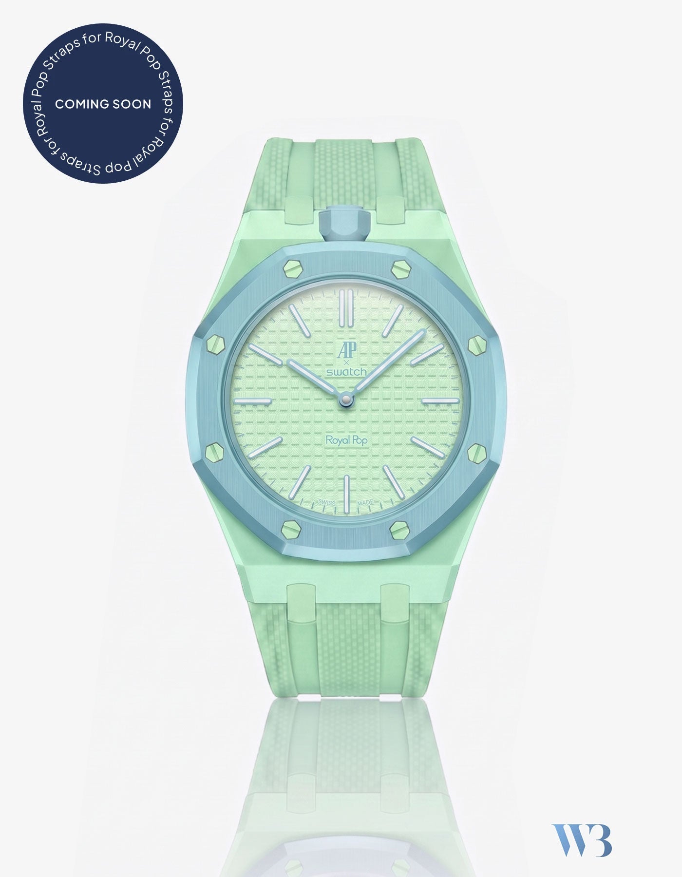 Wristbuddys Orenji Hachi orange rubber strap — wrist conversion for the Swatch x Audemars Piguet Royal Pop pendant. - detail view 4