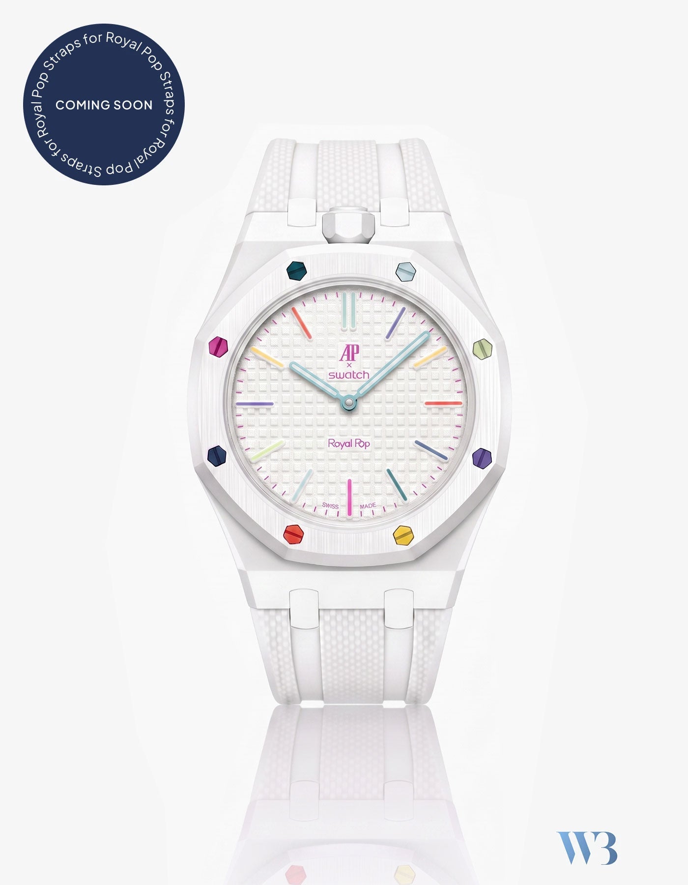 Wristbuddys Orenji Hachi orange rubber strap — wrist conversion for the Swatch x Audemars Piguet Royal Pop pendant. - detail view 6