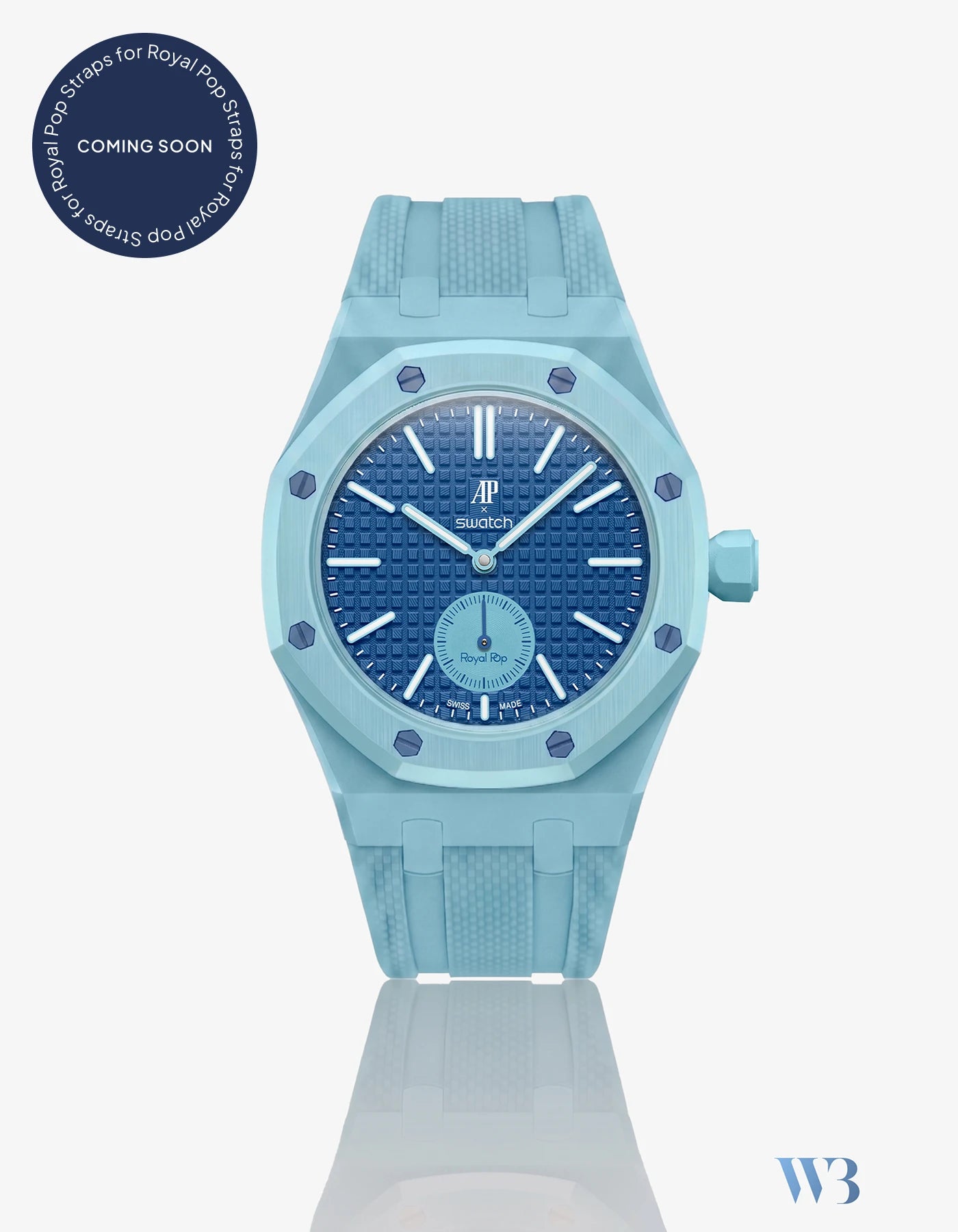 Wristbuddys Orenji Hachi orange rubber strap — wrist conversion for the Swatch x Audemars Piguet Royal Pop pendant. - detail view 3