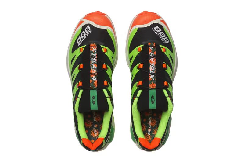 Salomon x Ferxxo XT-4 OG FERXXOCALIPSIS in neon green with FERXXOCALIPSIS album artwork graphics - detail view 3