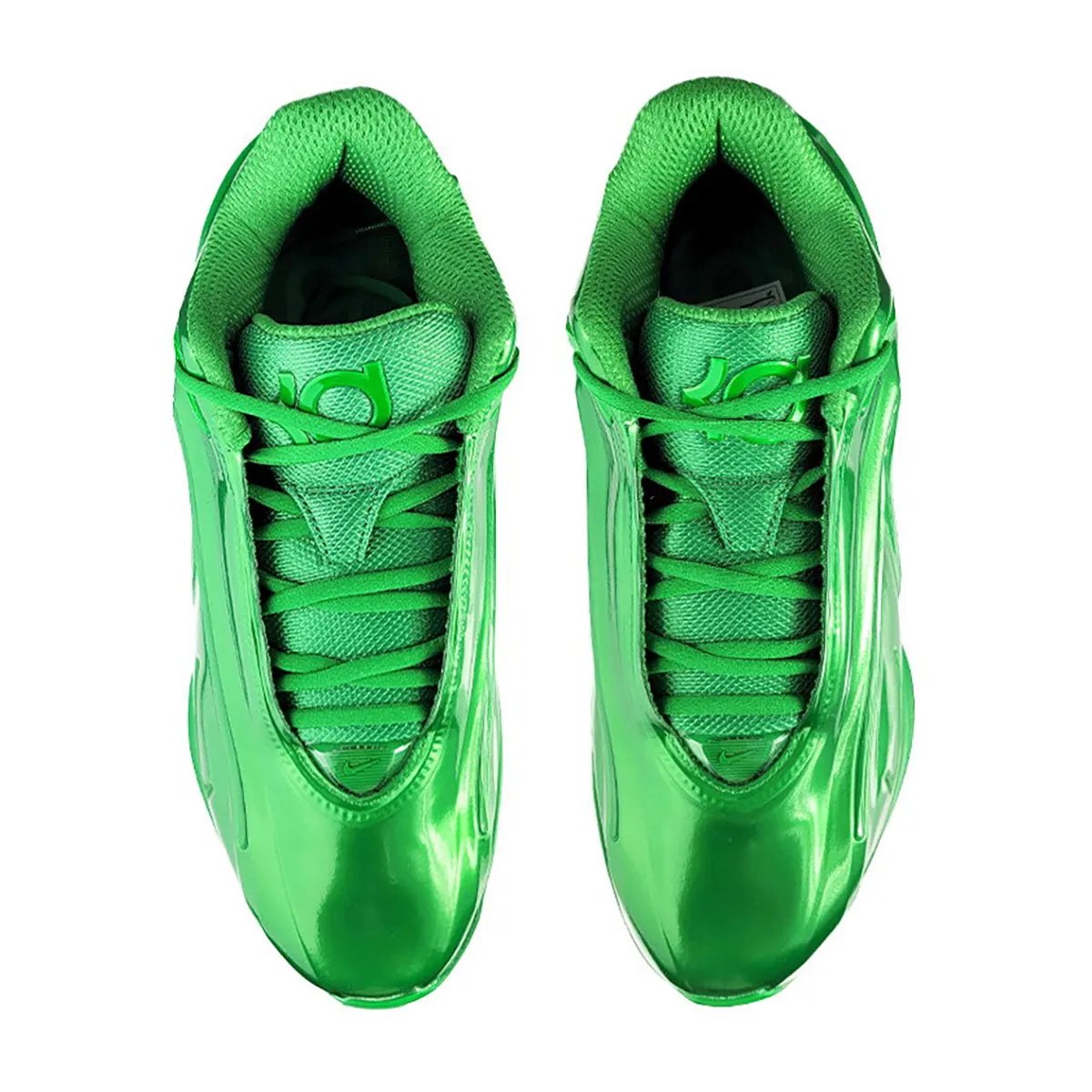 Nike KD 19 Candies in all-green, showing the saturated verdant upper with matching laces and sole construction - detail view 3