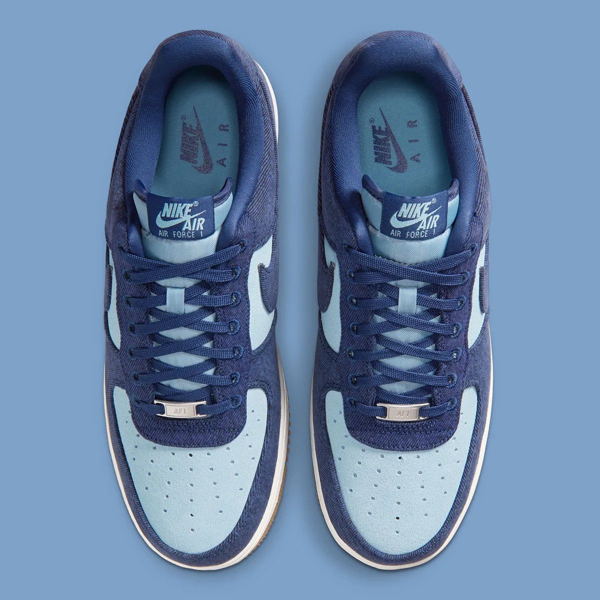 Levi's x Nike Air Force 1 Low in rigid indigo denim with reinforced stitching details - detail view 3