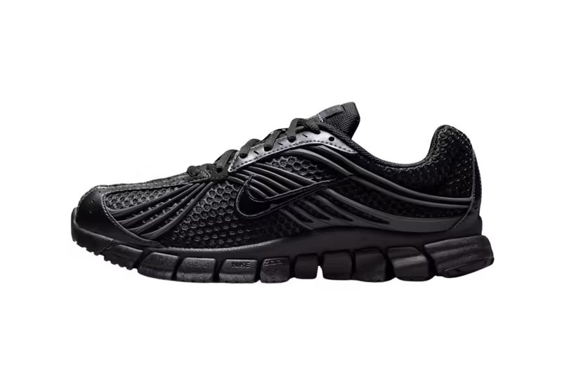 Nike Zoom Skylon 11 in Black and Anthracite colorway, showcasing the mesh upper and synthetic leather overlays - detail view 3