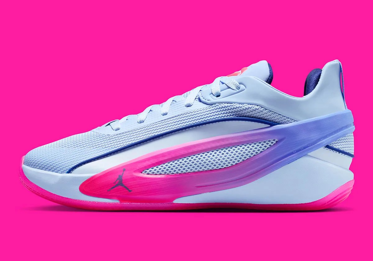 Jordan Luka 5 basketball shoe in Light Marine colorway, displaying the side profile and design details of Luka Doncic's signature Nike model - detail view 1