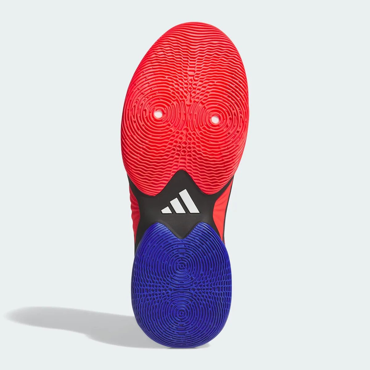 adidas DON Issue 8 Spider-Man colorway featuring webbed overlay design with blue-to-red and red-to-blue gradients on black and white base - detail view 5