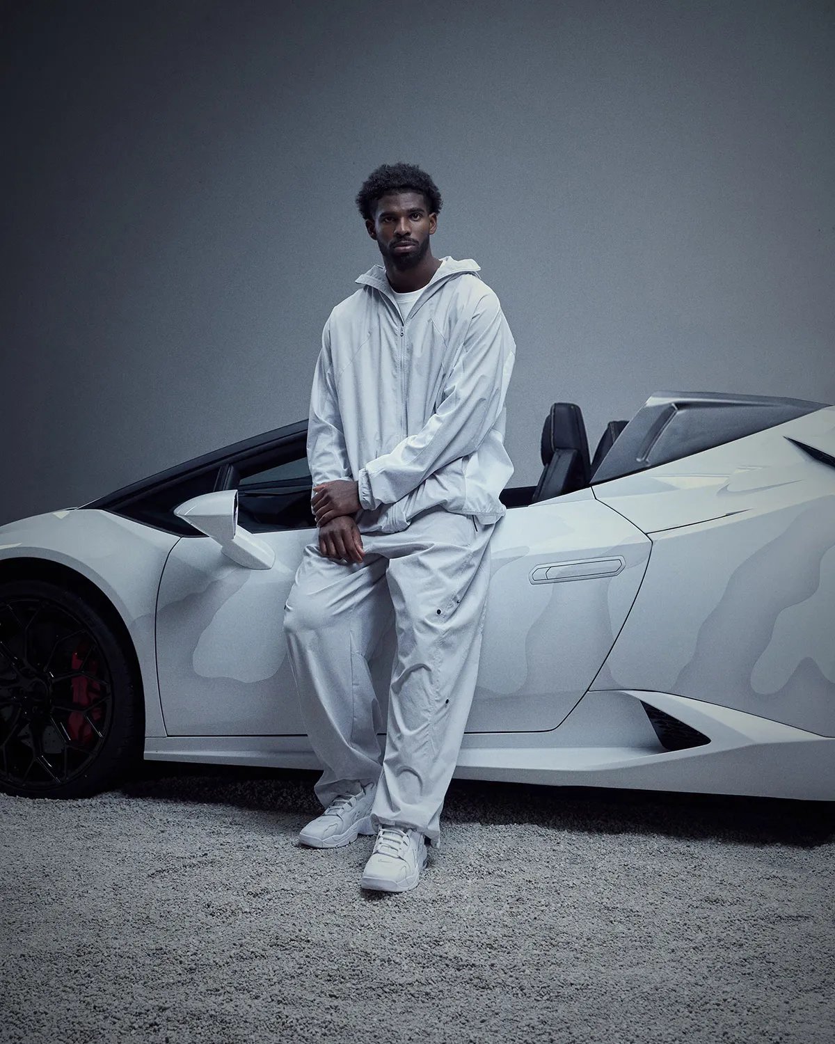 Nike Air DT Max '96 Low in White/Metallic Silver, featured in Shedeur Sanders campaign with custom Lamborghini - detail view 1