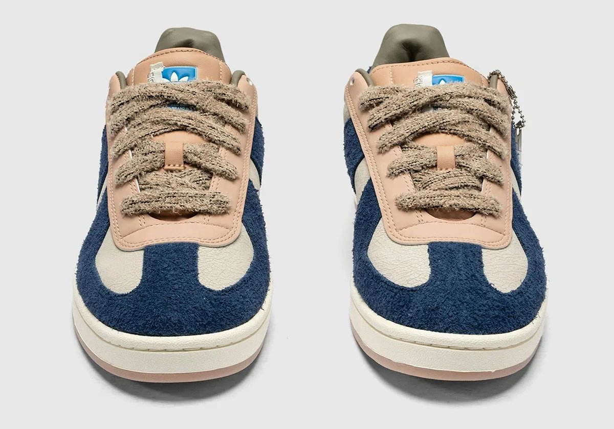 The Whitaker Group x adidas BW 00s in Cream with cracked leather and hairy suede overlays, released April 24 under the Do Not Duplicate collection - detail view 3