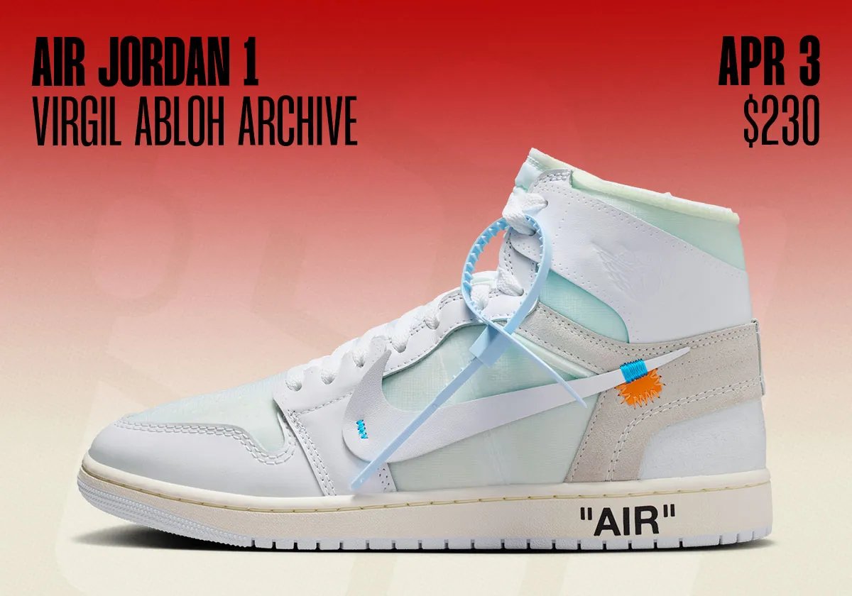 Virgil Abloh Archive x Air Jordan 1 High Alaska colorway, final collaboration release - detail view 1
