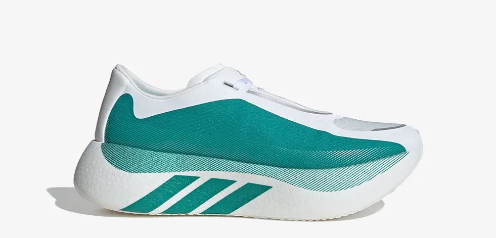 adidas Hyperboost Edge running shoe in Hi-Res Yellow colorway showcasing the PRIMEWEAVE upper and Hyperboost Pro midsole platform - detail view 3