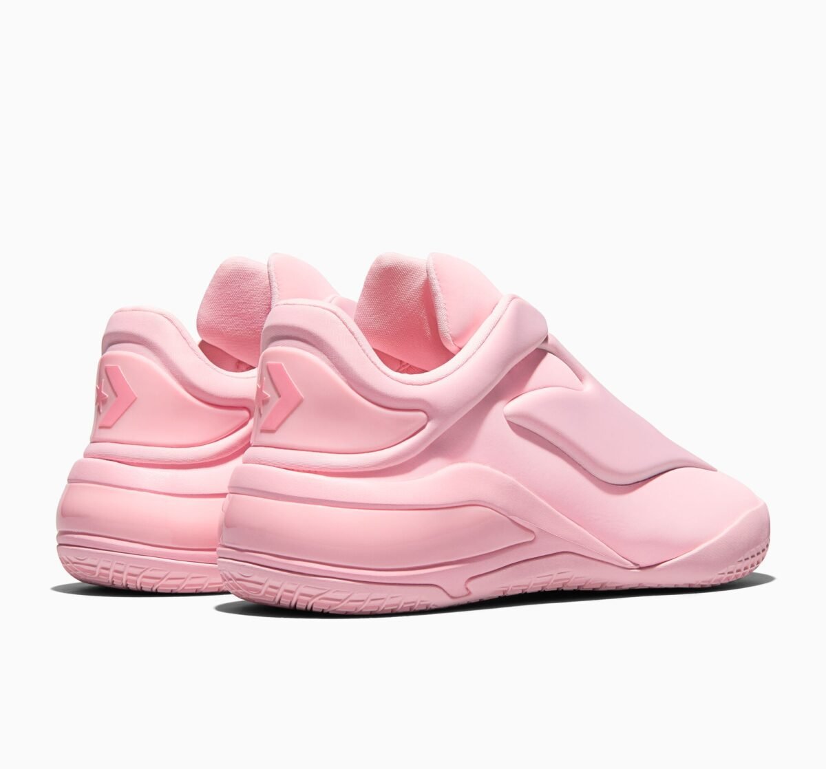 Converse SHAI 001 Tickled Pink colorway, side profile view of the signature mid-top basketball shoe - detail view 5