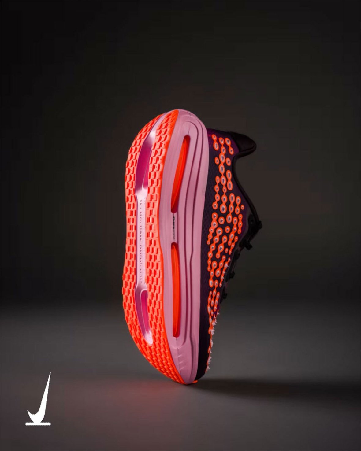 Nike Vomero Premium 'Otaku Approved' in Black, Arctic Pink, and Total Orange with textured mesh upper and oversized midsole - detail view 3